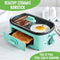 GreenLife 3-in-1 Breakfast Maker Station, Healthy Ceramic Nonstick Dual Griddles for Eggs Meat and Pancakes, 2 Slice Toast Drawer, Easy-to-use Timer, Turquoise