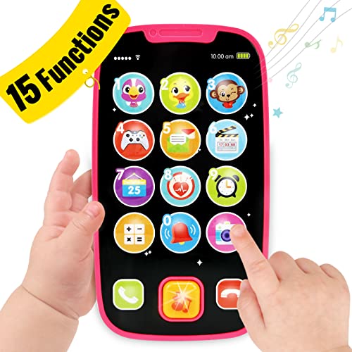 Baby Cell Phone Toys for 1 Year Old Girl Gifts, Baby Toys 12-18 Months My First Learning Baby Phone Toy, Lights Music Play Kids Phone for Babies Toddlers Baby Girl Toys Learning Educational Gifts Pink