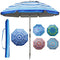 Blissun 7.2' Portable Beach Umbrella with Sand Anchor, Tilt Pole, Carry Bag, Air Vent (Blue and White)