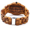 Bewell W086B Mens Wooden Watch Analog Quartz Lightweight Handmade Wood Wrist Watch (Zebra Wood)