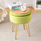 Cpintltr Velvet Storage Ottoman Round Footrest Stool Multifunctional Upholstered Ottoman Modern Accent Vanity Stools Tray Top Coffee Table Suitable for Living Room Bedroom Entryway Macha Green
