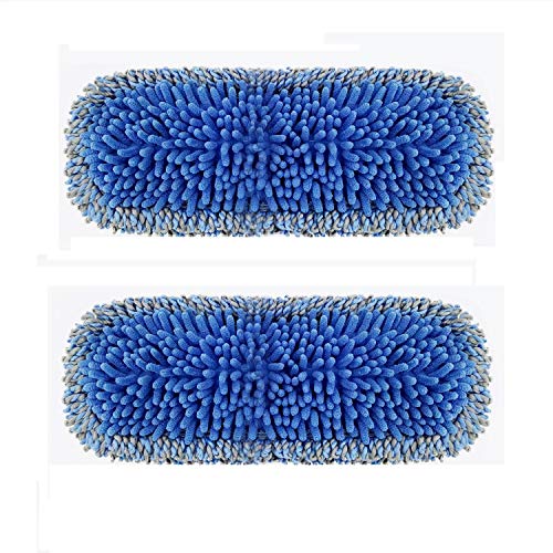 Chenille Microfiber Replacement Mop Pads 2Pcs (Fit CLEANHOME Dust Mop : B086LDH3XH) Reusable Washable for Hardwood, Laminate, Tile Floor Cleaning,Fit mop Head :13.4in*3.5in