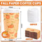 48 Pack 16 oz Fall Disposable Coffee Cups with Lids and Sleeves Autumn Pumpkin To Go Paper Coffee Cups Beverage Drinking Cups for Harvest Thanksgiving Party Restaurant Travel Business Supplies