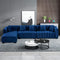 kevinplus 139'' Modern Large Sofa Couch L-Shape with Chaise Lounge for Living Room, Luxury Velvet Sectional Channel Sofa 5-Seat for Home Office Apartment, 5 Pillows (Left Chaise Lounge, Velvet Blue)