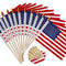 Anley LOT OF 50 - USA 4x6 in Wooden Stick Flag - July 4th Decoration, Veteran Party, Grave Marker, etc. - HandHeld American Flag with Kid Safe Golden Spear Top (Pack of 50)