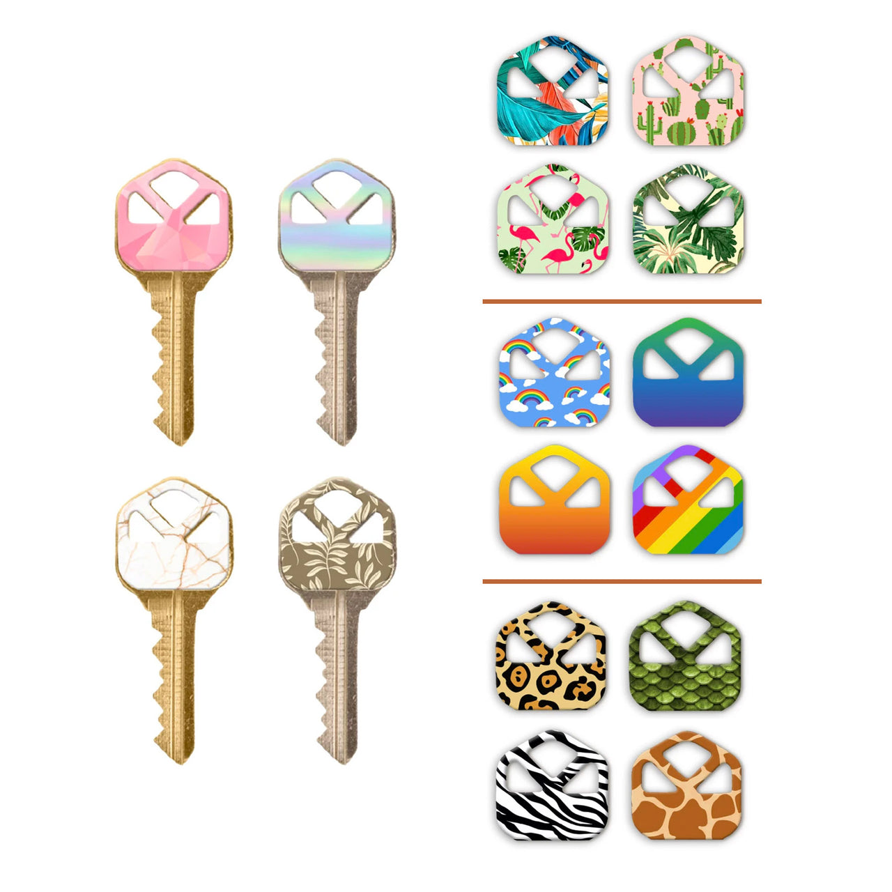 Key Skins - Designer Key Identifiers - 4 Packs of 8